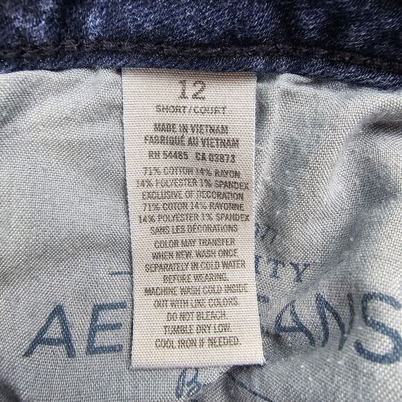 American Eagle Skinny Super Stretch Jeans Dark Wash Women's Size 12 Short - Picture 5 of 16